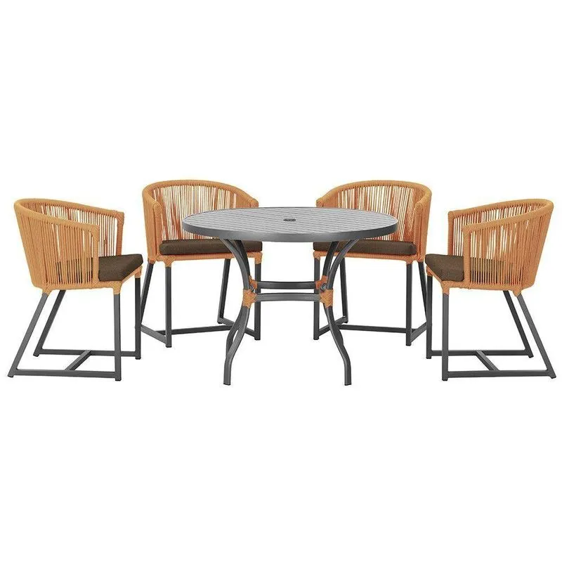 Mesa Com 4 Cadeiras E Noronha Estofado 9 Trama Original Terra Cota