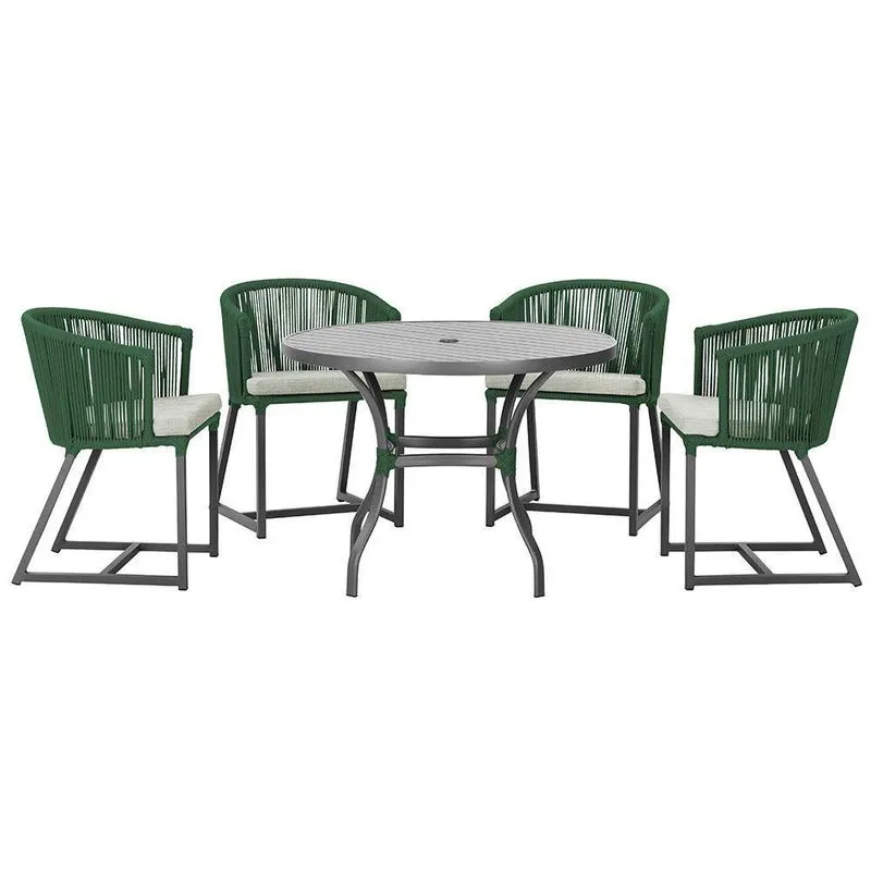 Mesa Com 4 Cadeiras E Noronha Estofado 3 Trama Verde