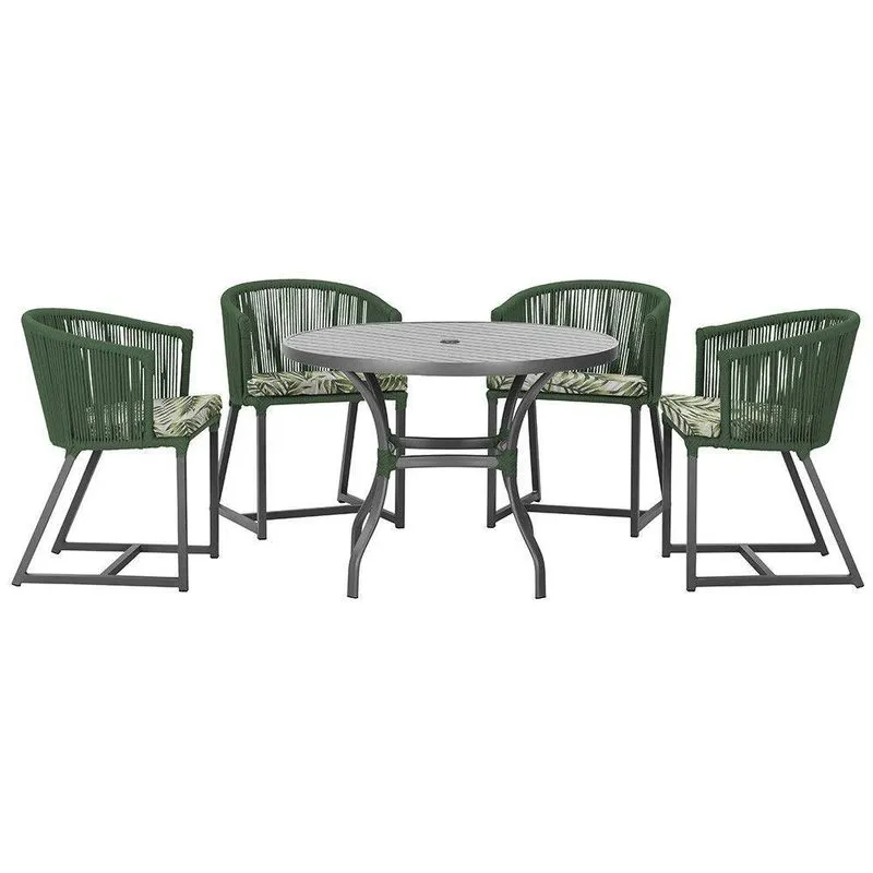 Mesa Com 4 Cadeiras E Noronha Estofado 5 Trama Verde