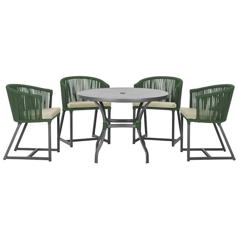 Mesa Com 4 Cadeiras E Noronha Estofado 7 Trama Original Verde