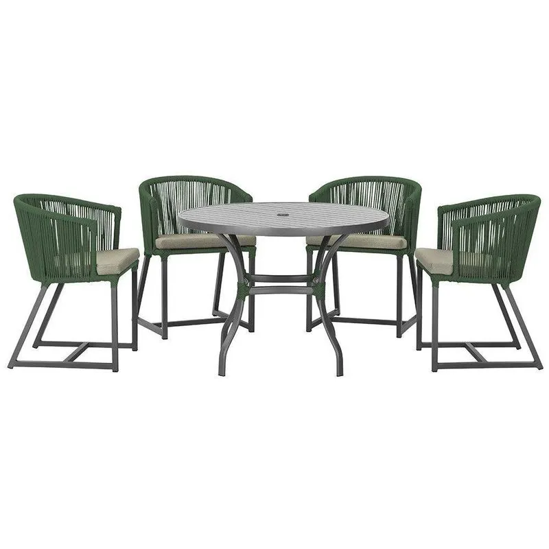 Mesa Com 4 Cadeiras E Noronha Estofado 8 Trama Original Verde