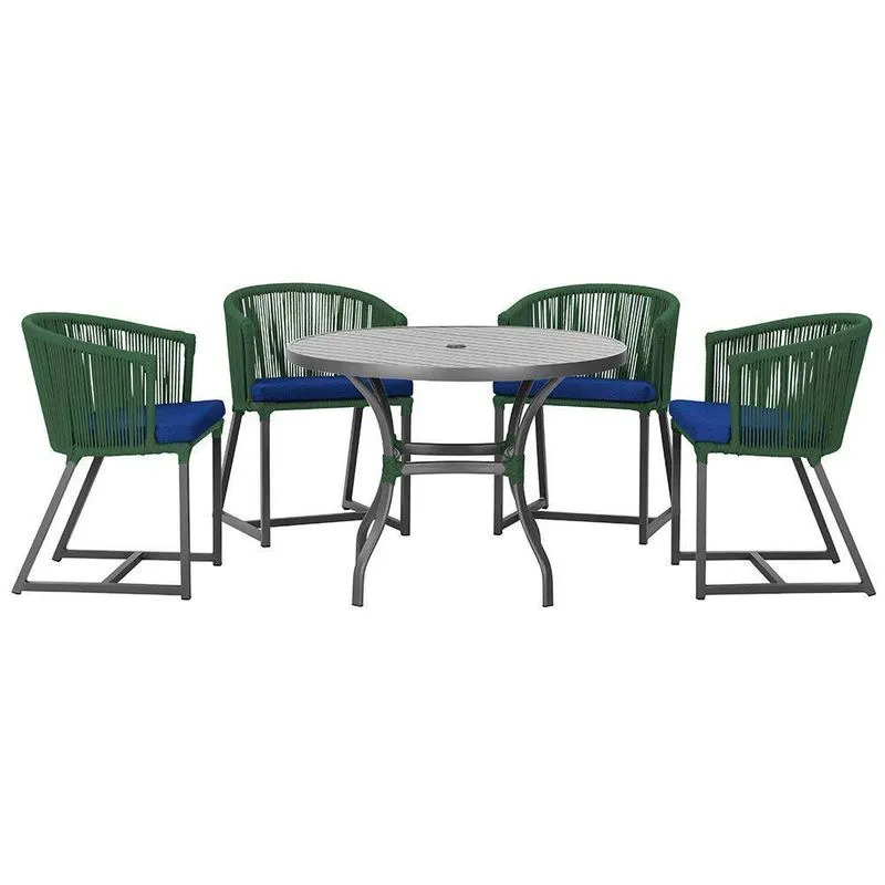 Mesa Com 4 Cadeiras E Noronha Estofado 10 Trama Original Verde