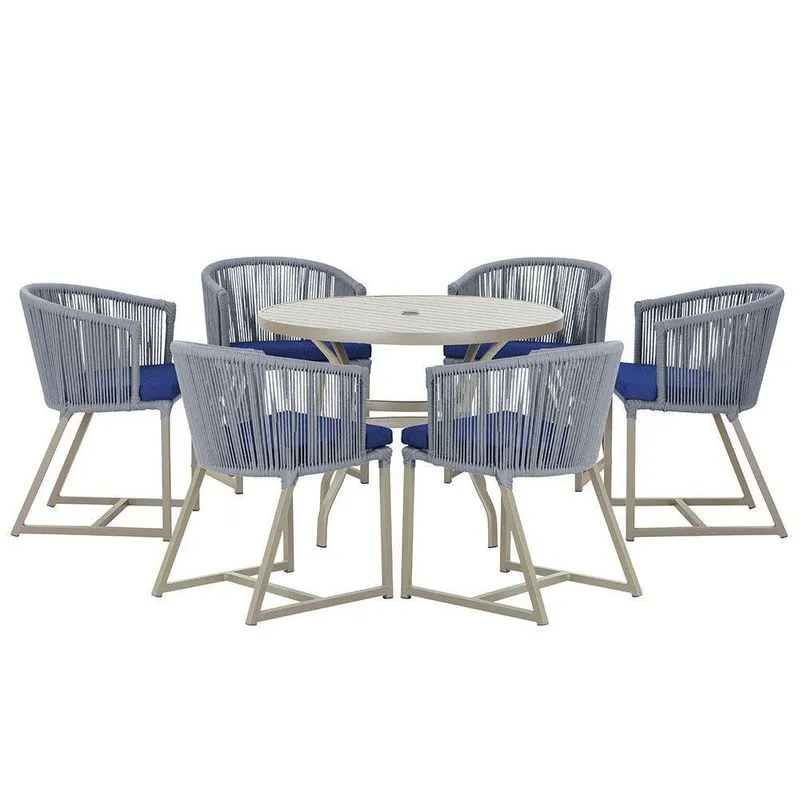 Mesa E 6 Cadeiras De Jantar Noronha Fendi E10 Trama Prata