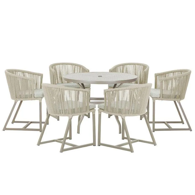 Mesa E 6 Cadeiras De Jantar Noronha Fendi E3 Trama Rami