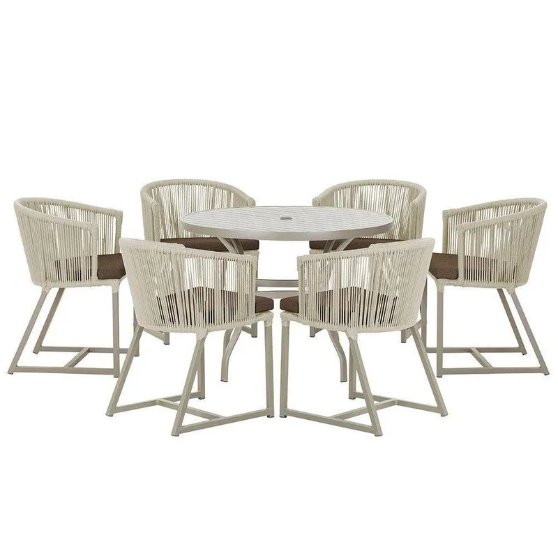 Mesa E 6 Cadeiras De Jantar Noronha Fendi E9 Trama Rami
