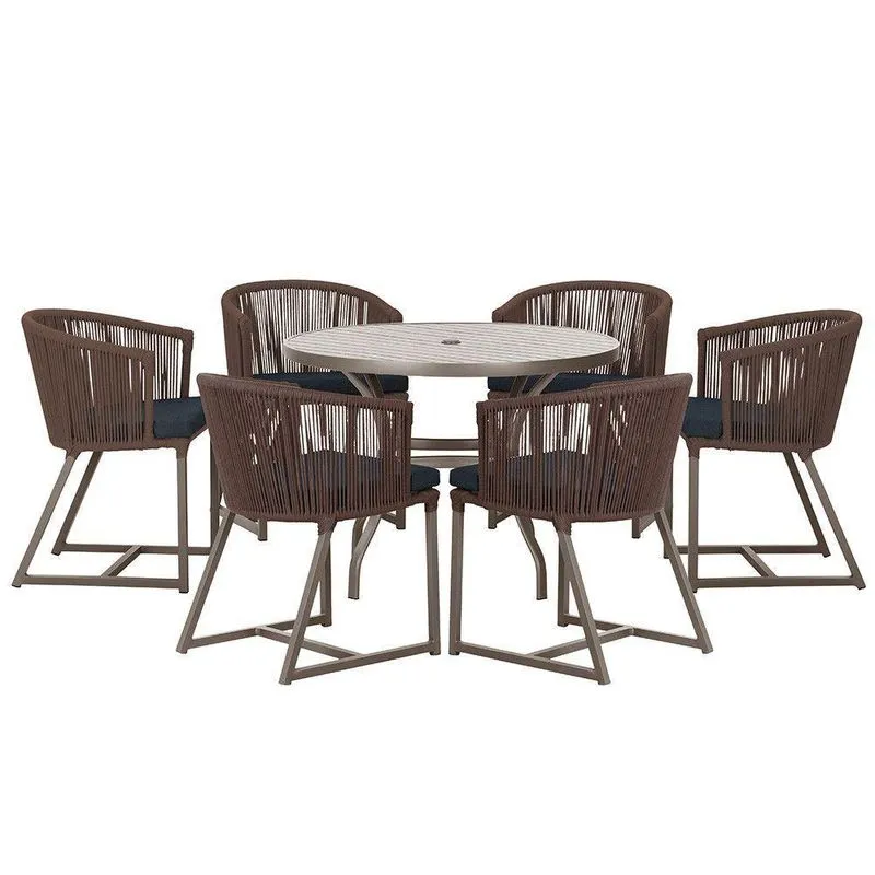 Mesa Com 6 Cadeiras De Jantar Noronha E12 Trama Original Marrom