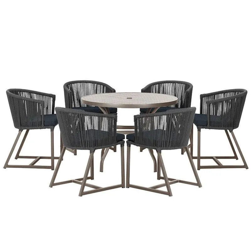 Mesa Com 6 Cadeiras De Jantar Noronha E12 Trama Original Preto
