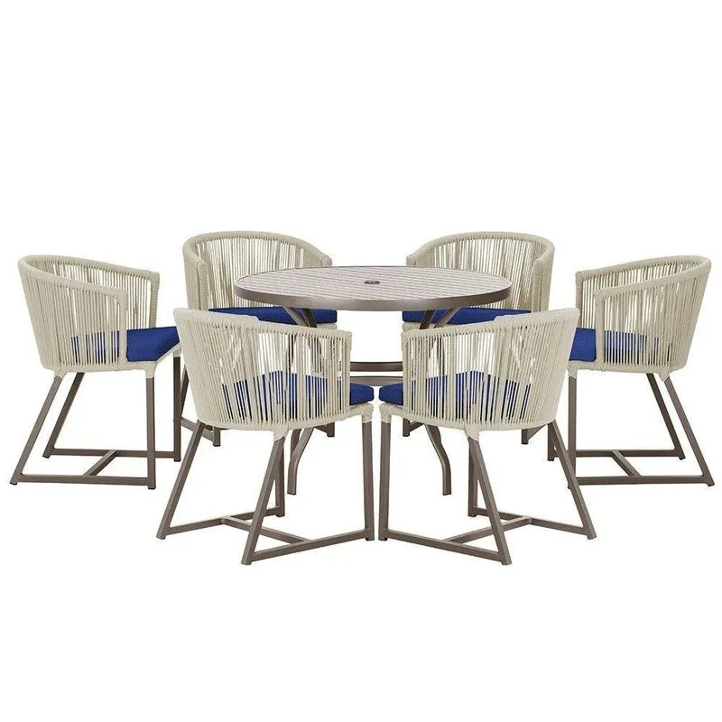 Mesa E 6 Cadeiras Jantar Noronha Marrom E10 Trama Rami