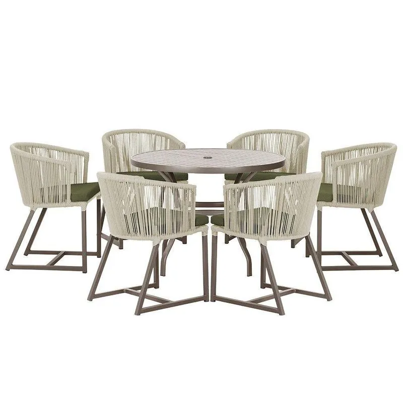 Mesa E 6 Cadeiras Jantar Noronha Marrom E13 Trama Rami