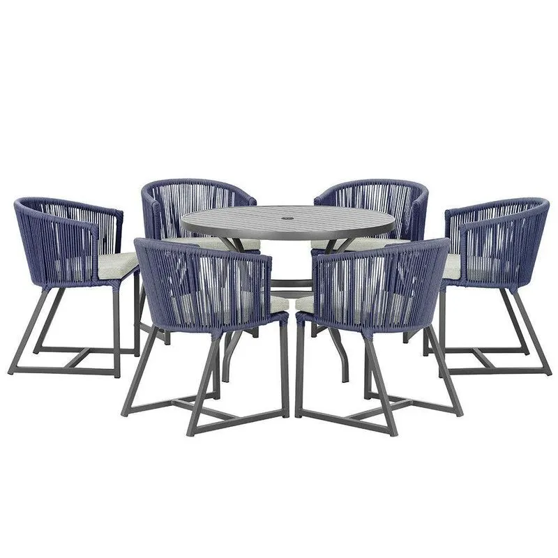 Mesa E 6 Cadeiras E Noronha Preto E3 Trama Azul
