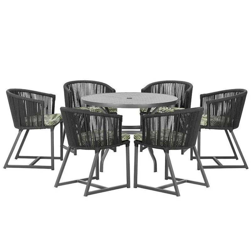 Mesa E 6 Cadeiras E Noronha Preto E5 Trama Preto
