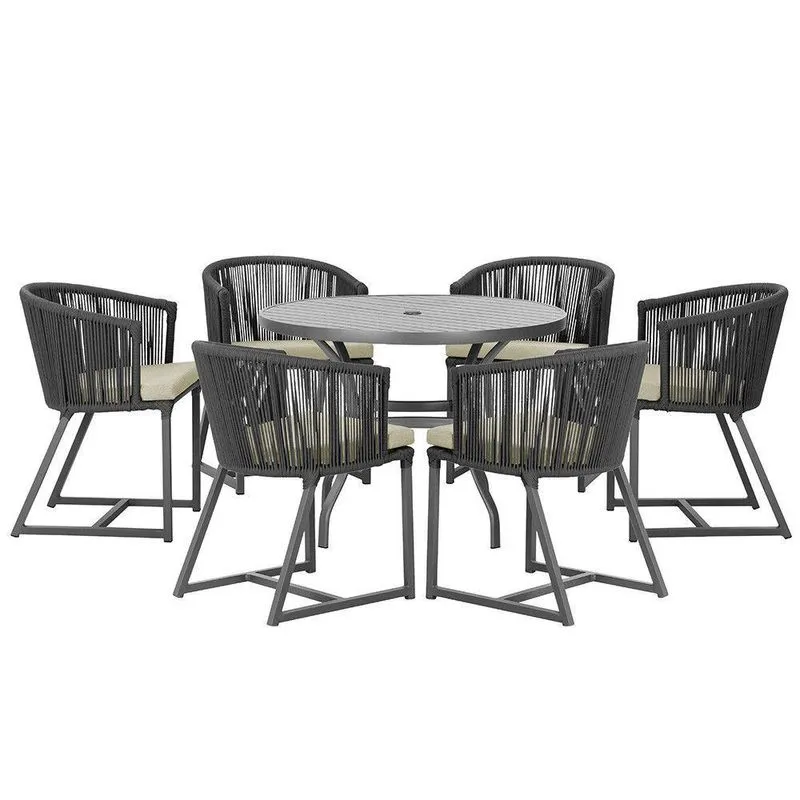 Mesa E 6 Cadeiras E Noronha Preto E7 Trama Preto