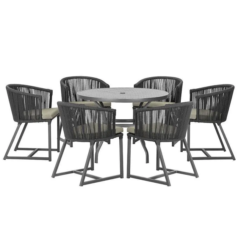 Mesa E 6 Cadeiras E Noronha Preto E8 Trama Preto