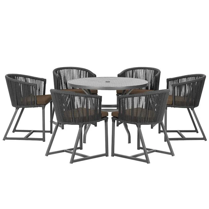 Mesa E 6 Cadeiras E Noronha Preto E9 Trama Preto
