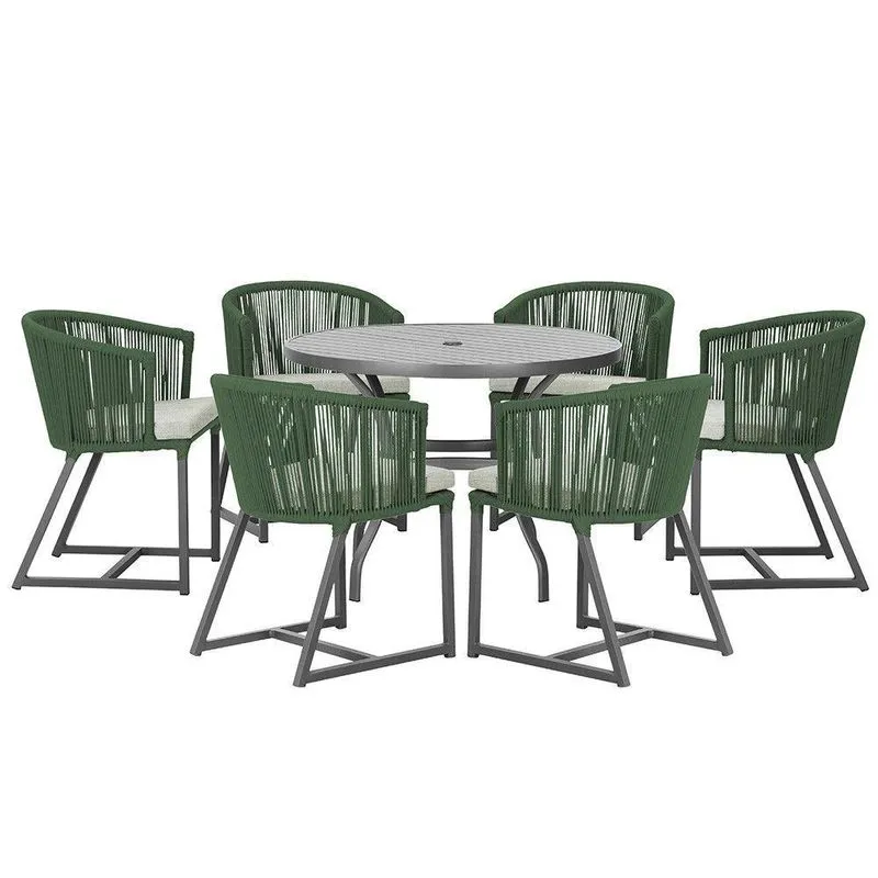 Mesa E 6 Cadeiras E Noronha Preto E3 Trama Verde