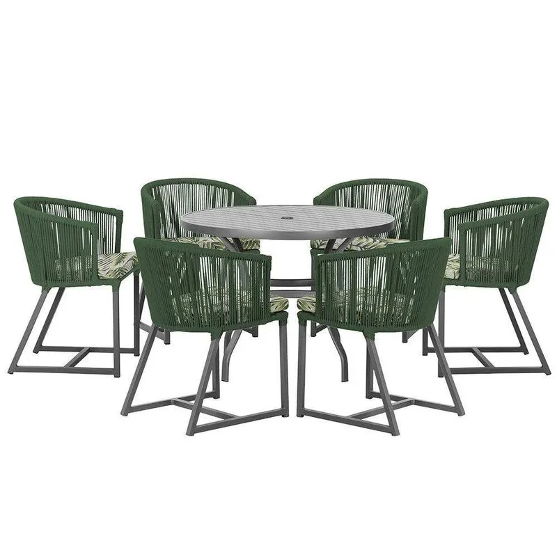 Mesa E 6 Cadeiras E Noronha Preto E5 Trama Verde