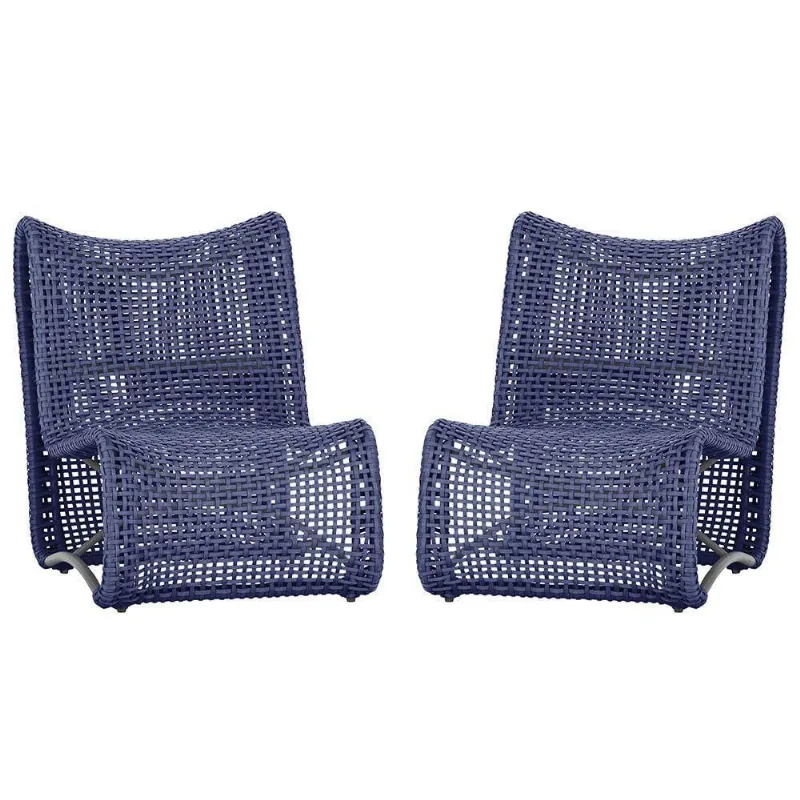 Kit 2 Poltronas Cadeiras Texas Corda Náutica Azul Trama Original