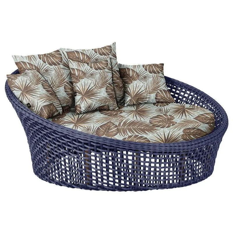 Chaise Hungria Pintura Marrom Corda Náutica E6 Trama Azul