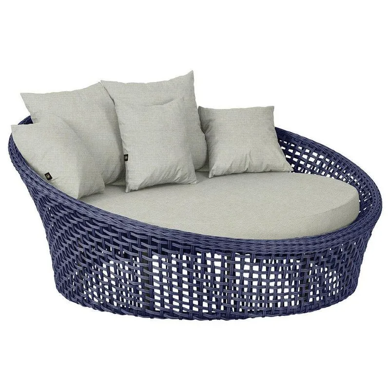 Chaise Hungria Pintura Preta Corda Náutica E3 Trama Original Azul