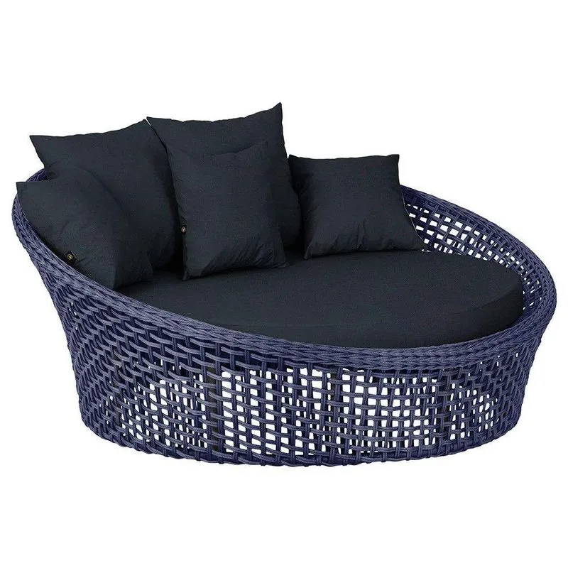 Chaise Hungria Pintura Preta Corda Náutica E12 Trama Azul
