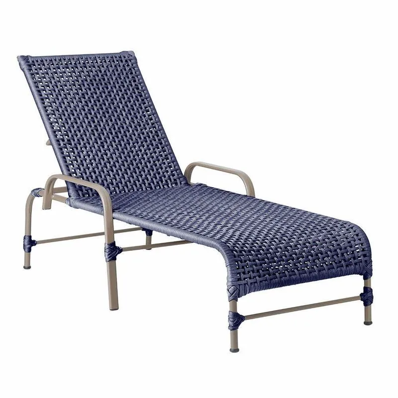 Espreguiçadeira Catar Fendi E Corda Náutica Trama Original Azul