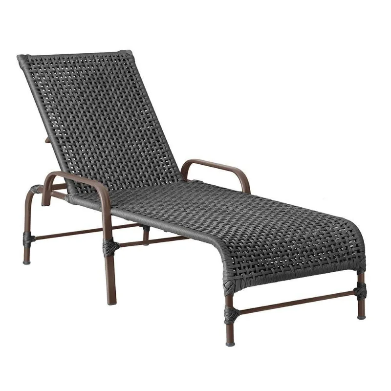 Espreguiçadeira Catar Corda Náutica Piscina Jardim Alumínio Preto - Trama