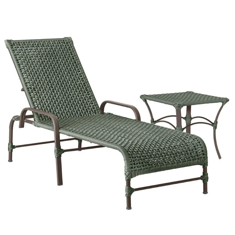 Espreguiçadeira Catar Mesa Corda Náutica Piscina Trama Verde - Trama
