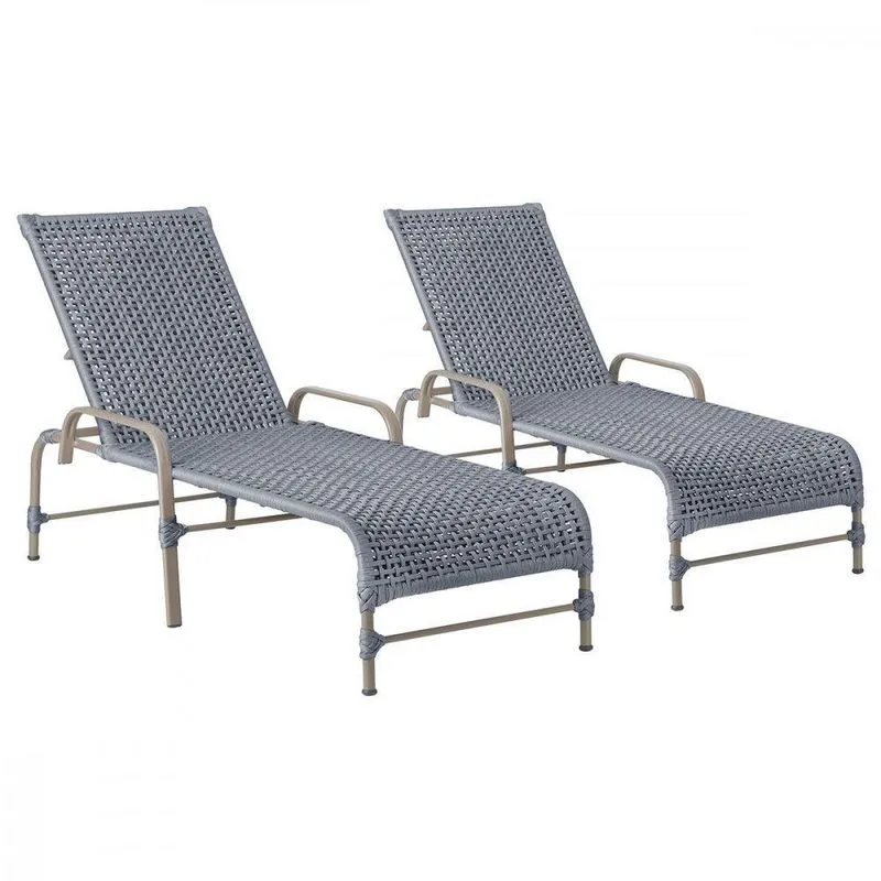 2 Espreguiçadeiras Reclinavel Catar Fendi Trama Original Prata