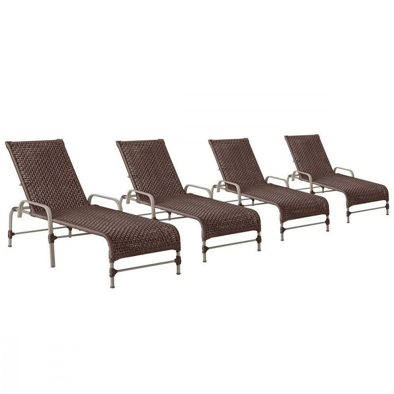 4 Espreguiçadeiras Reclinavel Catar Fendi Corda Nautica Marrom