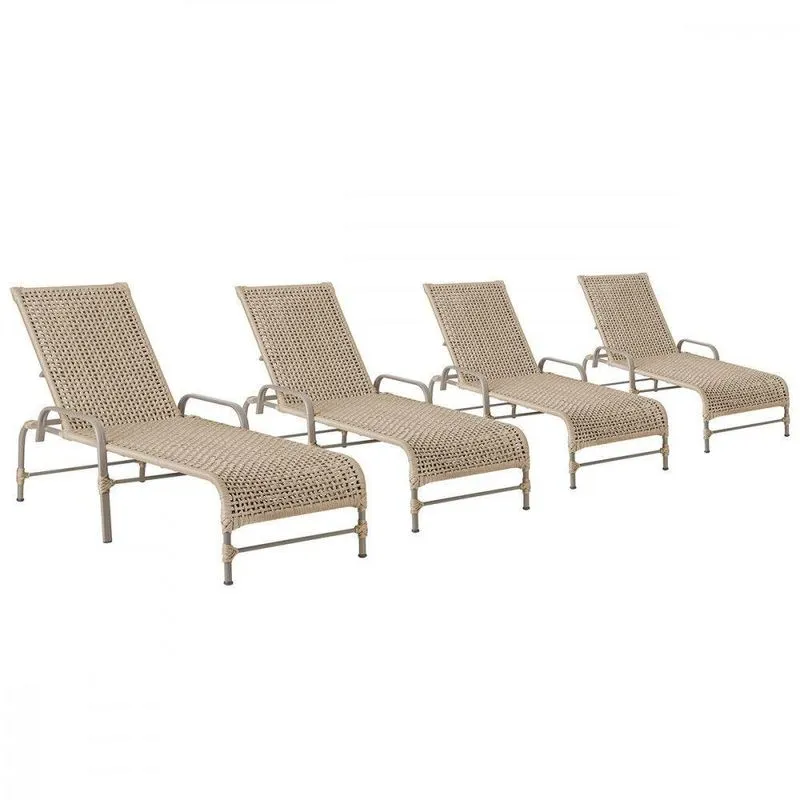 4 Espreguiçadeiras Reclinavel Catar Fendi Corda Nautica Rami