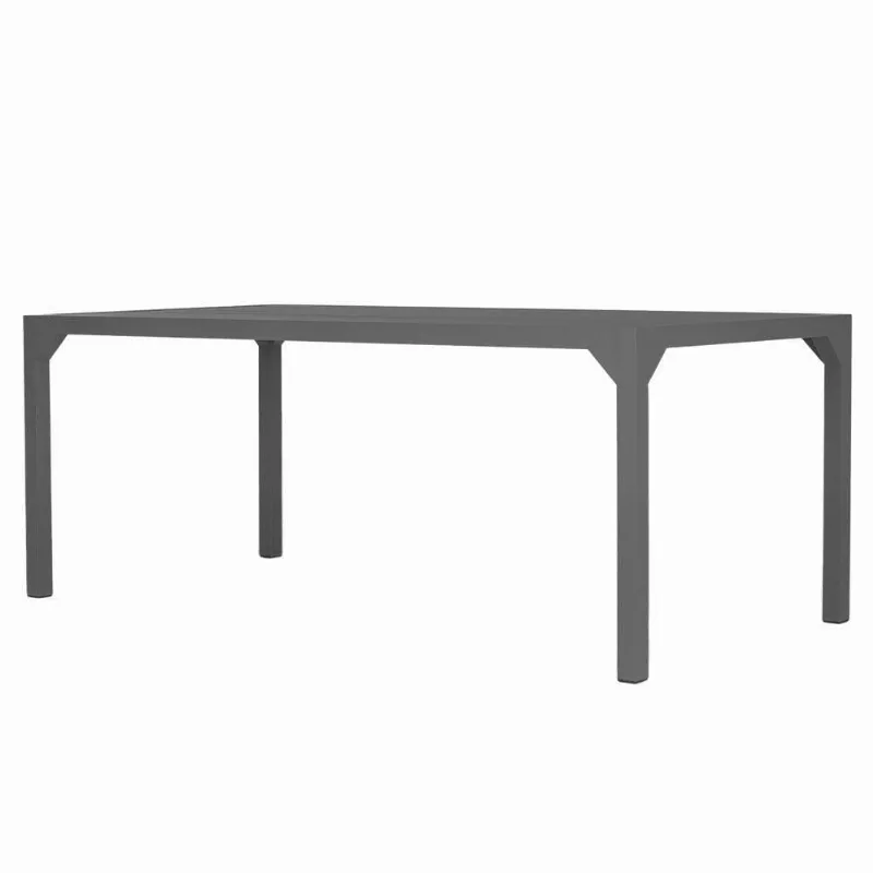 Mesa Retangular Haiti 160cm Com Tampo Ripado Trama Cinza - Trama