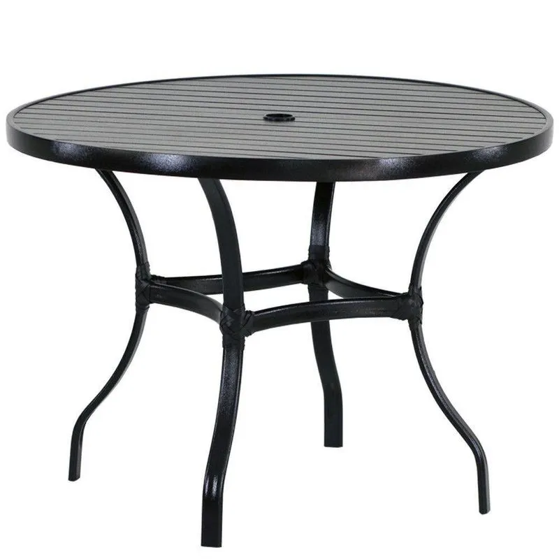 Mesa Roma Com Tampo Ripado 120 Cm Alumínio Preto