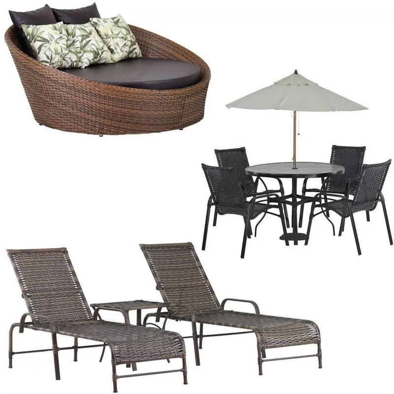 2 Espreguiçadeiras Mesa Roma Chaise Cadeira Emily Ombrelone Tabaco