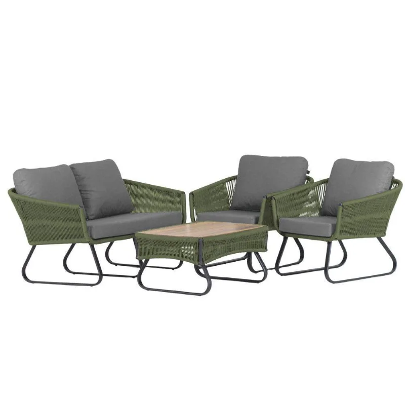 Conjunto Poltronas, Namoradeira E Mesa Milão Trama Original Verde Musgo