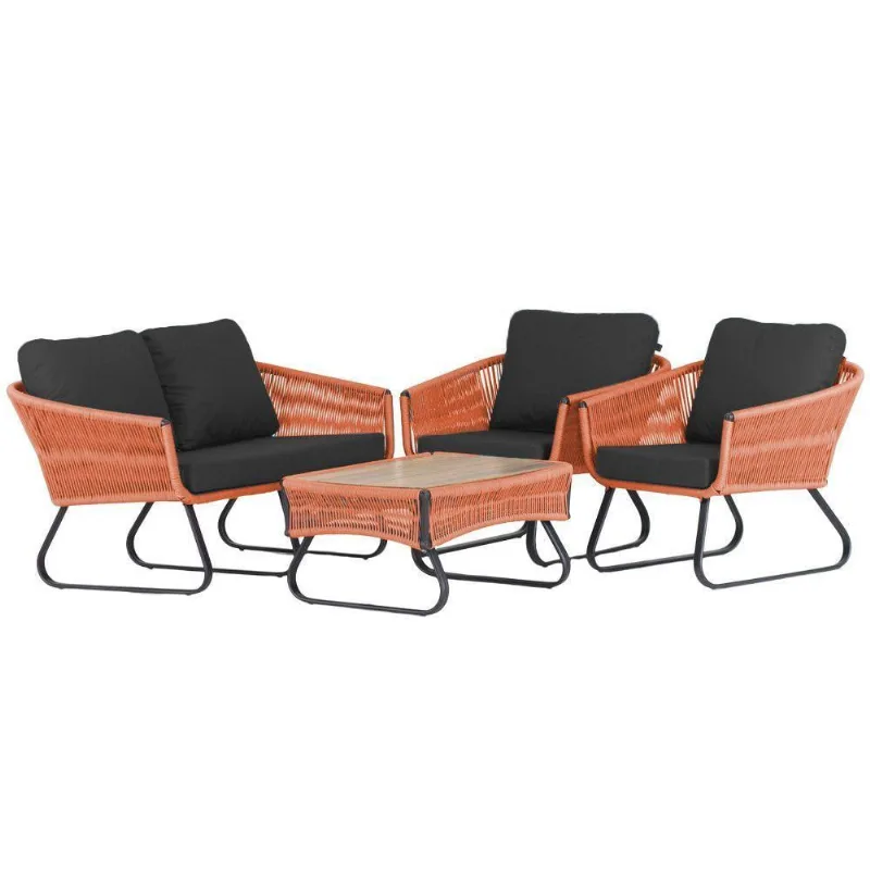 Conjunto Poltronas, Namoradeira E Mesa Milão Trama Original Terra Cota