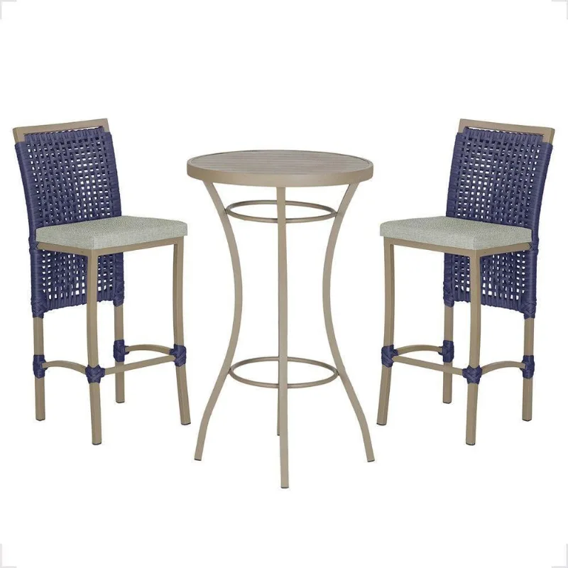 Mesa Bistrô 2 Banquetas Roma Fendi Corda Náutica 3 Trama Azul - Trama