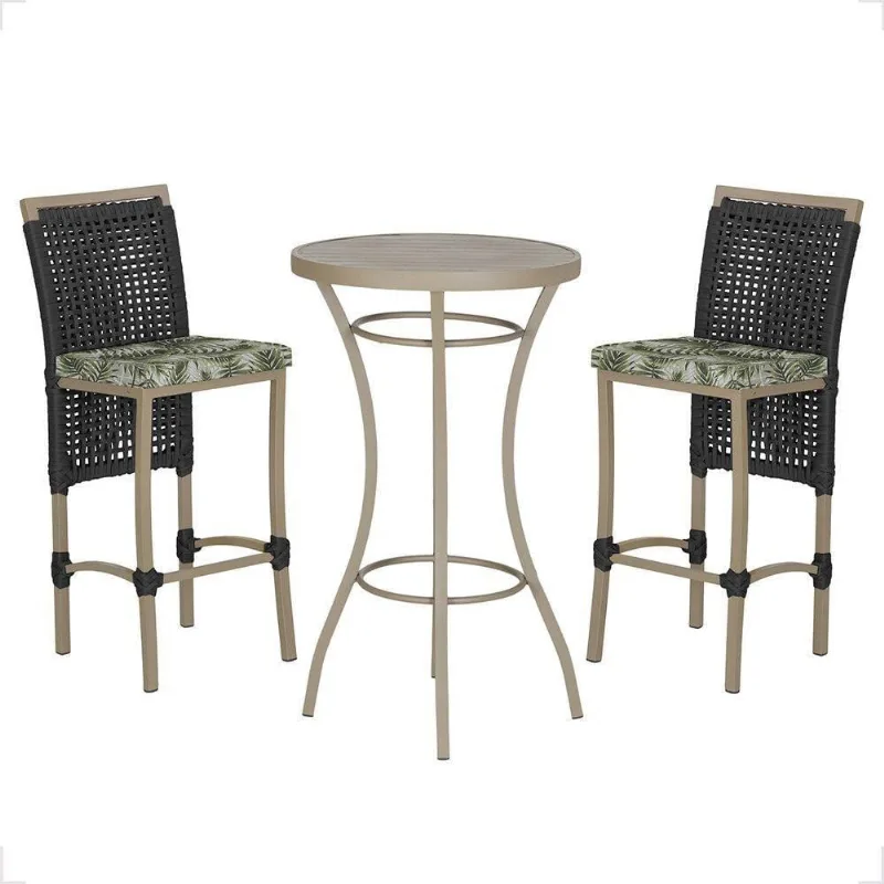 Mesa Bistrô 2 Banquetas Roma Corda Náutica Estofado 5 Trama Preto - Trama