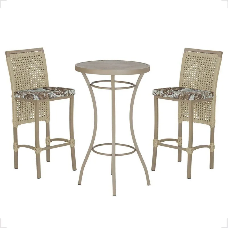 Mesa Bistrô E 2 Banquetas Roma Fendi Corda Estofado 5 Trama Rami - Trama
