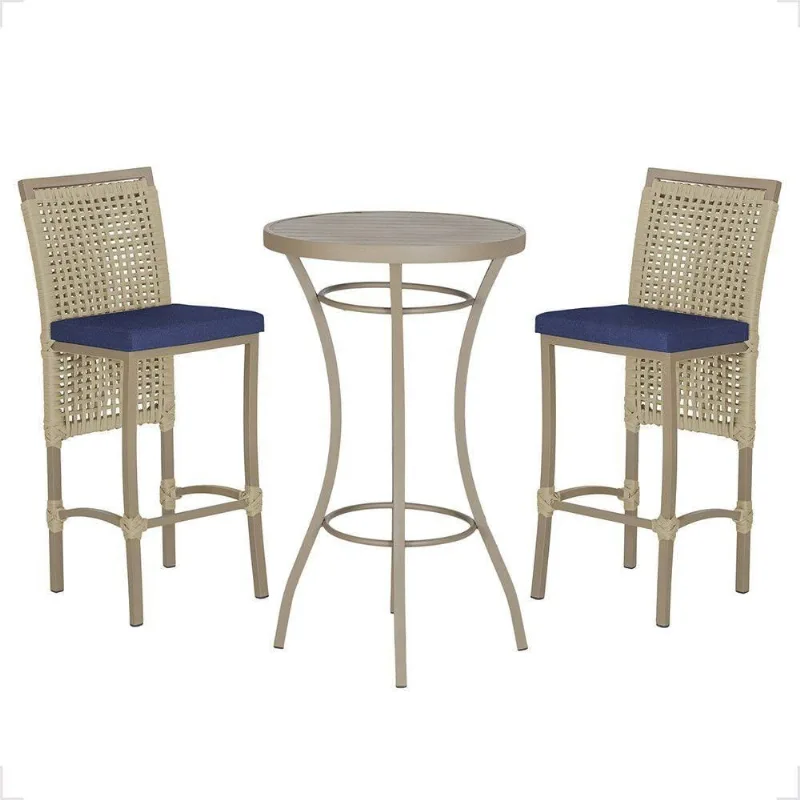 Mesa Bistrô E 2 Banquetas Roma Fendi Corda Estofado 10 Trama Rami - Trama