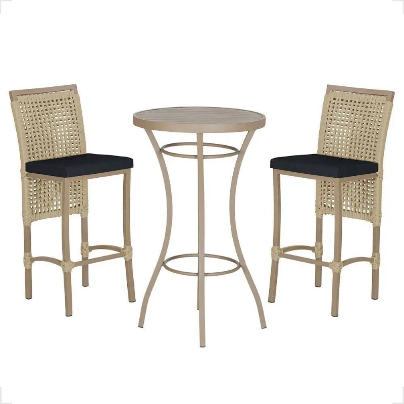 Mesa Bistro E 2 Banquetas Roma Fendi Corda Náutica 12 Rami - Trama