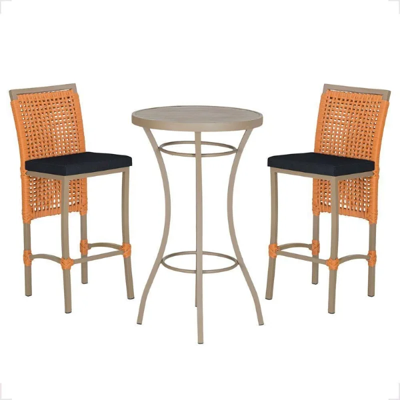 Mesa Bistro E 2 Banquetas Roma Fendi Corda Náutica 12 Terra Cota