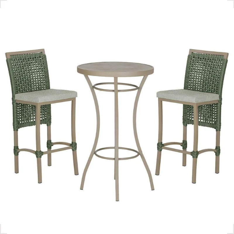 Mesa Bistrô 2 Banquetas Roma Fendi Corda Náutica 3 Trama Verde - Trama