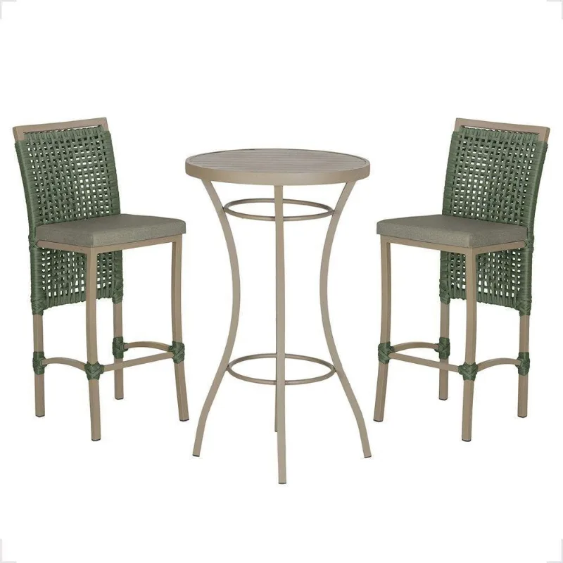 Mesa Bistrô E 2 Banquetas Roma Fendi Corda Estofado 7 Trama Verde - Trama
