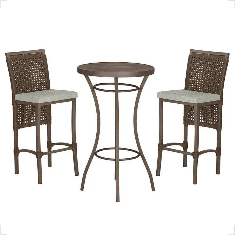 Mesa Bistrô 2 Banquetas Roma Marrom Corda Náutica 3 Trama Marrom - Trama