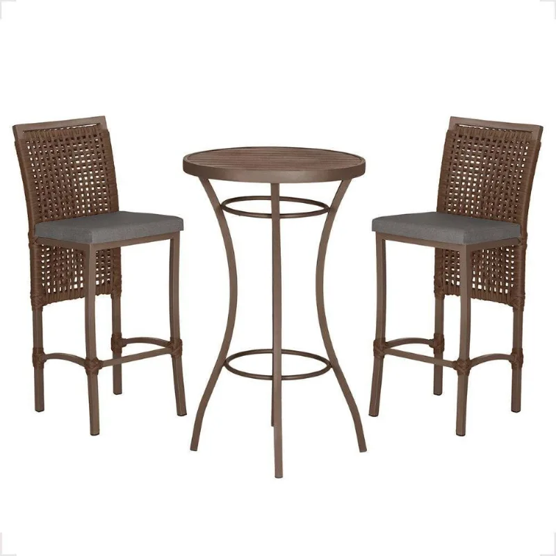 Mesa Bistro E 2 Banquetas Roma Marrom Corda Náutica 11 Marrom