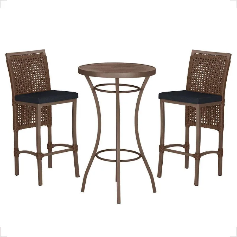 Mesa Bistro E 2 Banquetas Roma Marrom Corda Náutica 12 Marrom