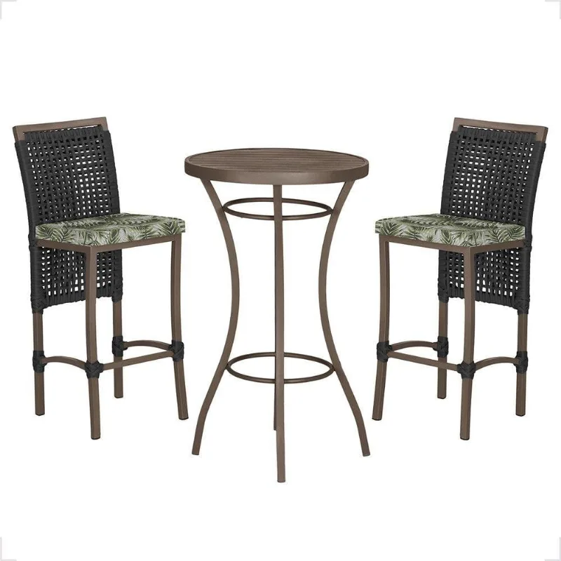 Mesa Bistrô 2 Banquetas Roma Corda Náutica Estofado 5 Trama Preto