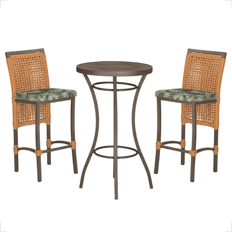 Mesa Bistrô 2 Banquetas Roma Corda Náutica Estofado 5 Trama Terra Cota - Trama