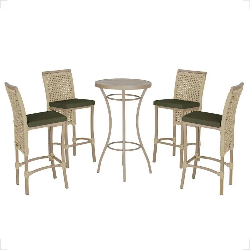 Mesa Bistro E 4 Banquetas Roma Fendi Corda Náutica 12 Rami