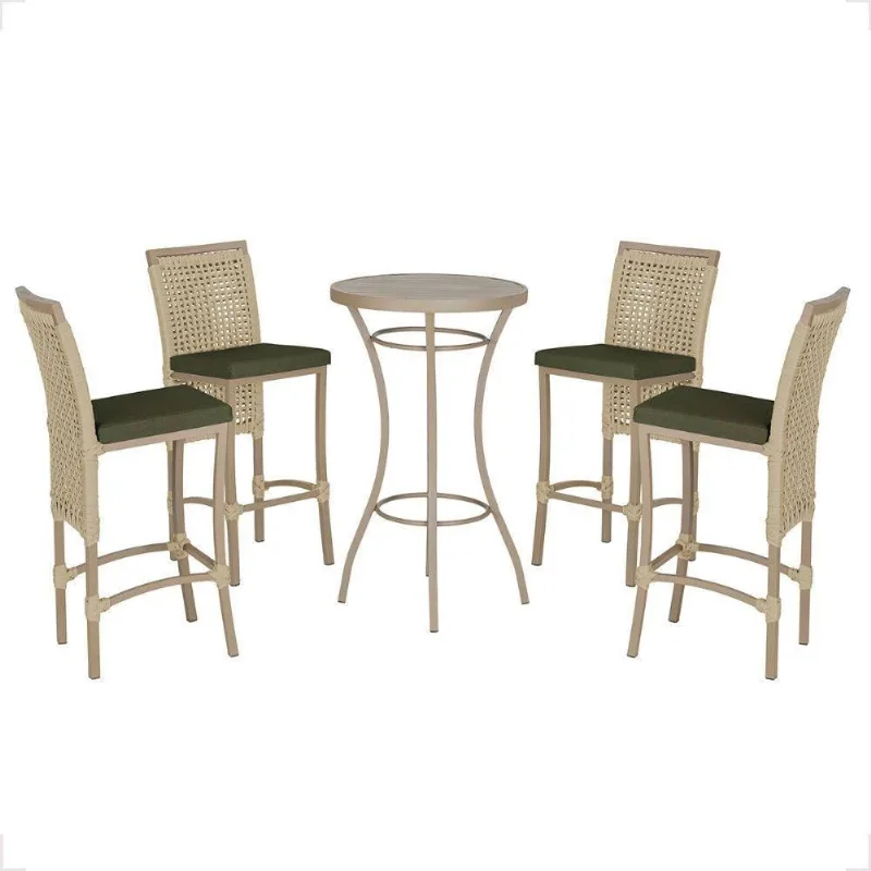 Mesa Bistro E 4 Banquetas Roma Fendi Corda Náutica 13 Trama Rami - Trama